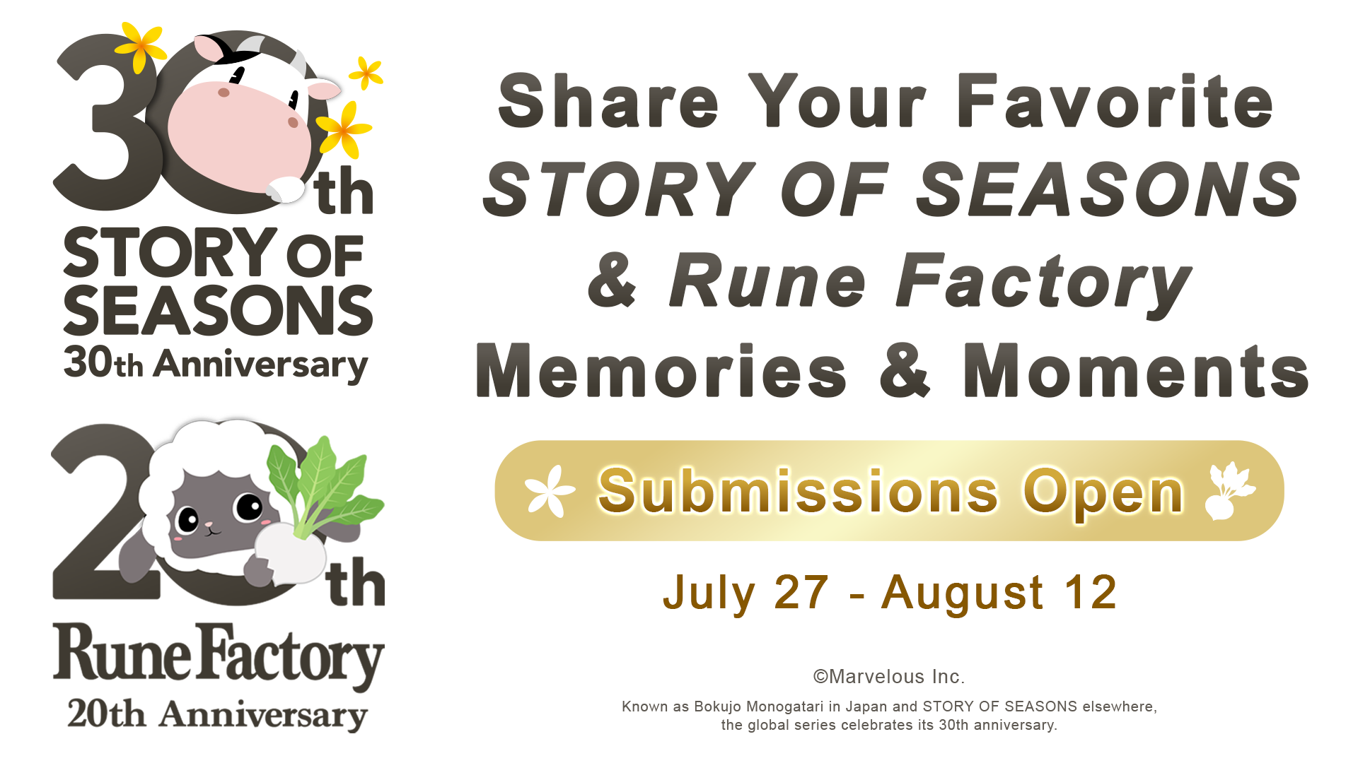 Share Your STORY OF SEASONS and Rune Factory Memories and Moments! - Kenangan Perayaan